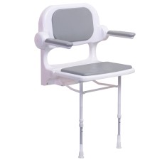 2000 Series Fold-Up Shower Seat with Back & Arms (Grey)