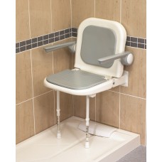 4000 Series Extra Wide Fold-Up Shower Seat with Back & Arms (Grey) 