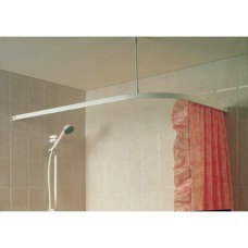WHITE ANGLED SHOWER TRACK, CEILING SUPPORT AND FITTINGS 1500 X1200MM